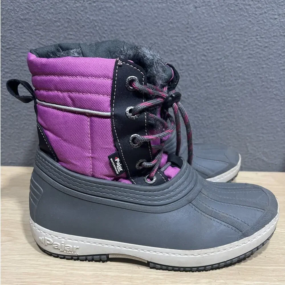 Pajar Girl Elie Snow Boots Waterproof Purple/Gray Size 4
